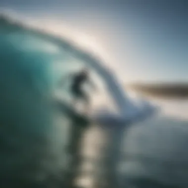 Surfer riding a wave amidst a salty ocean backdrop