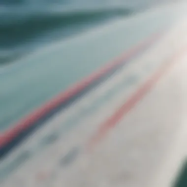 The Intersection of Technology and Surfing Close-up of a surfboard with digital elements