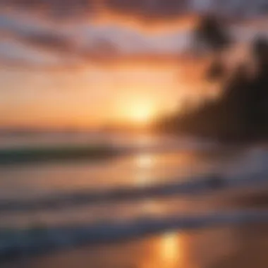 A vibrant sunset over the Pacific Ocean at a surf camp