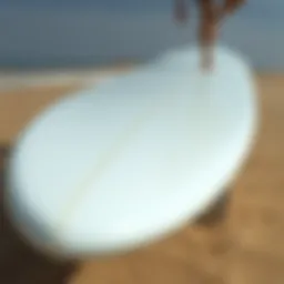 Close-up of a polyurethane surfboard showcasing its smooth finish