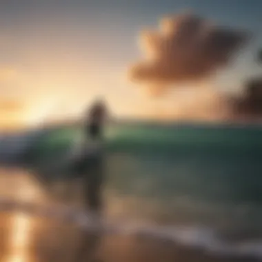 A surfer catching a wave at Sunset Beach