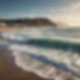 A breathtaking view of Ocean Beach with powerful waves crashing against the shore