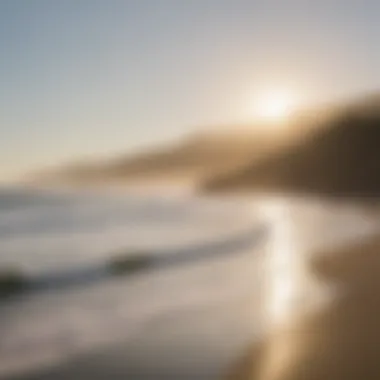 A serene morning at Pacifica State Beach with surfers preparing for the day