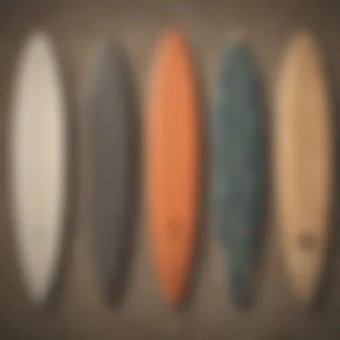 Variety of grip tape options displayed on surfboards