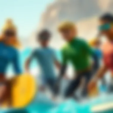 Diverse Characters in Surfing Games An artistic representation of various surfing game characters and their unique abilities