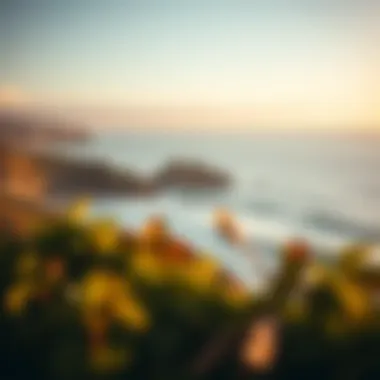 Ideal Locations for Aquatic Adventures A serene coastal landscape illustrating surfing and sailing spots