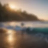 A breathtaking view of a popular surfing beach in Kona at sunrise