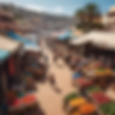 Vibrant local market showcasing Moroccan culture near surfing spots