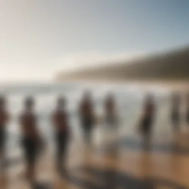 Local surfers gathering for a community event by the beach