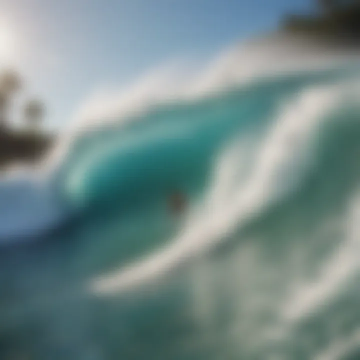 Surfers enjoying the artificial waves created by the pool's machinery