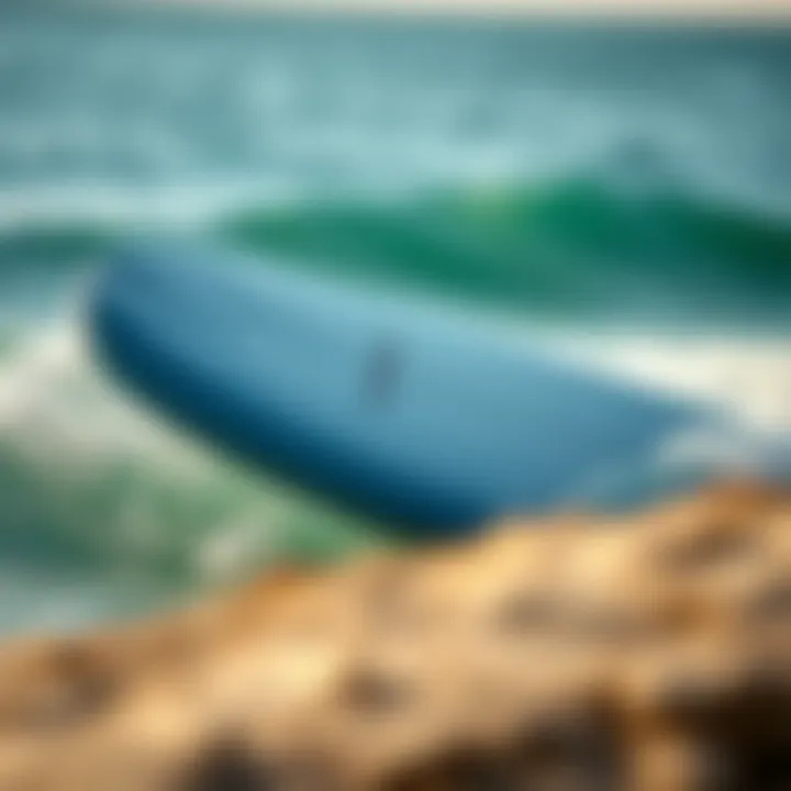 Sleek Design of a Bodyboard Side view of a stylish bodyboard emphasizing its sleek design