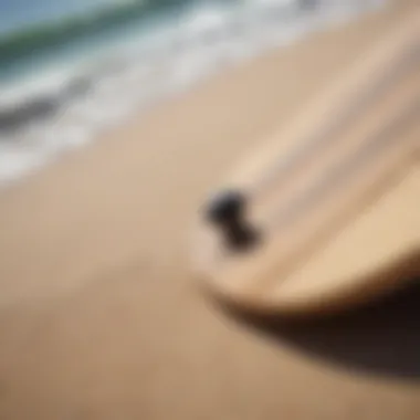 Close-up of skim board materials and construction