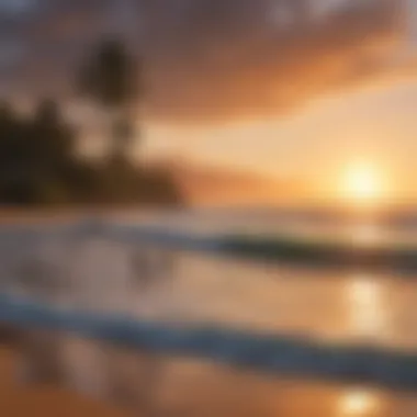 Sunset at Sunset Beach with silhouettes of surfers preparing for an evening session.