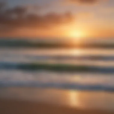 Serene sunset over a quiet Gulf Coast beach with gentle waves.