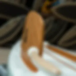 Detailed view of buoy surfboard design showcasing its unique shape and contours