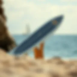 A sleek elevated surfboard design showcasing innovative features