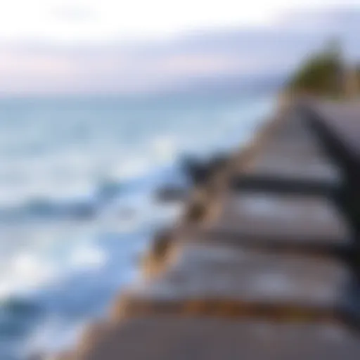 Illustration showing a traditional concrete seawall along a coastline