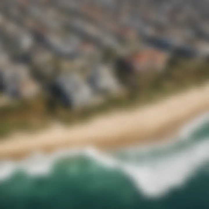 Aerial view showcasing various surf spots in South Bay