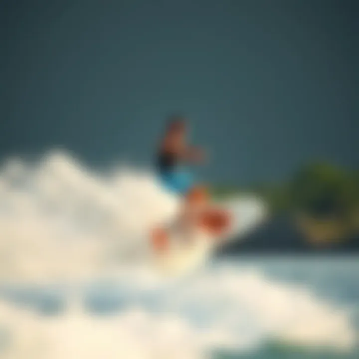 Rider performing a maneuver on a fast wakesurf board