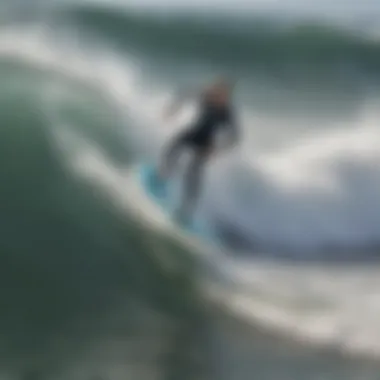 The Evolution of Electric Surfboards A sleek, modern battery-powered surfboard gliding over waves