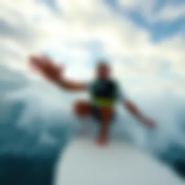 Surfing Action with GoPro Bite Harness A surfer using the GoPro Bite harness while riding a wave