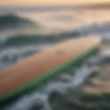 Sleek design of the Greenlight surfboard showcasing its unique contours