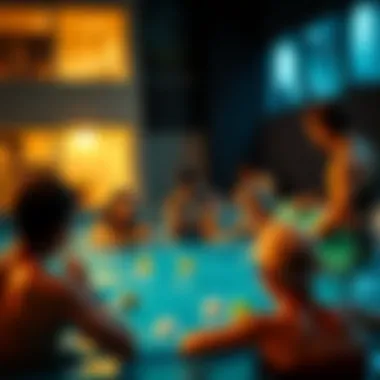 A group of skaters sharing tips and techniques in a pool