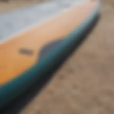 Close-up of paddle board construction materials