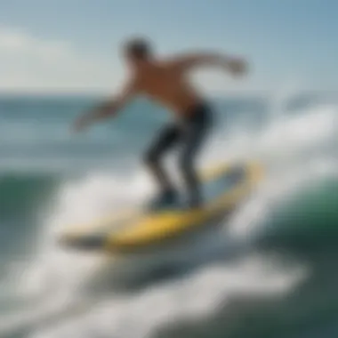 Motorized Water Board in Action A motorized water board gliding over the waves