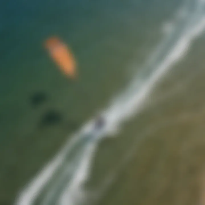 An aerial perspective of kiteboarding using the Naish Foil Kite in dynamic conditions.