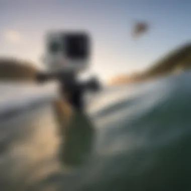 POC GoPro mount attached to a surfboard in action