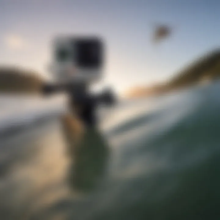 POC GoPro mount attached to a surfboard in action