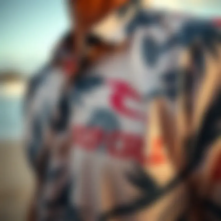 Design Elements of the Rip Curl T-Shirt Close-up of design elements of the Rip Curl t-shirt