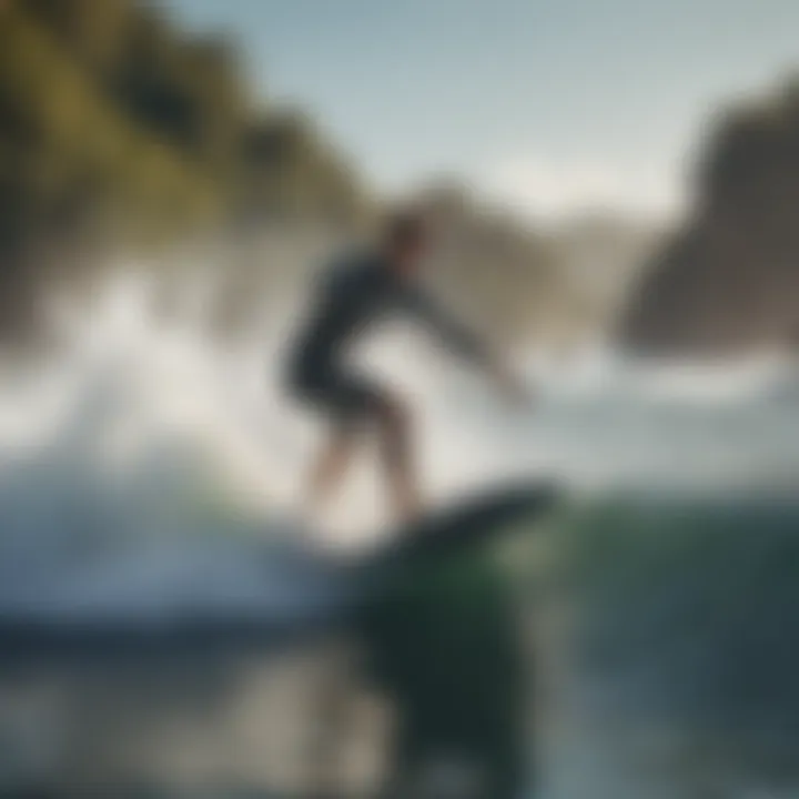 Demonstration of various techniques in wakesurfing on the water