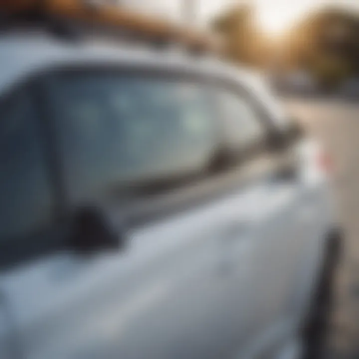 Close-up of a Subaru SUP rack installation