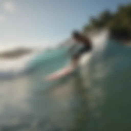 A surfer catching a wave at Playa Tamarindo