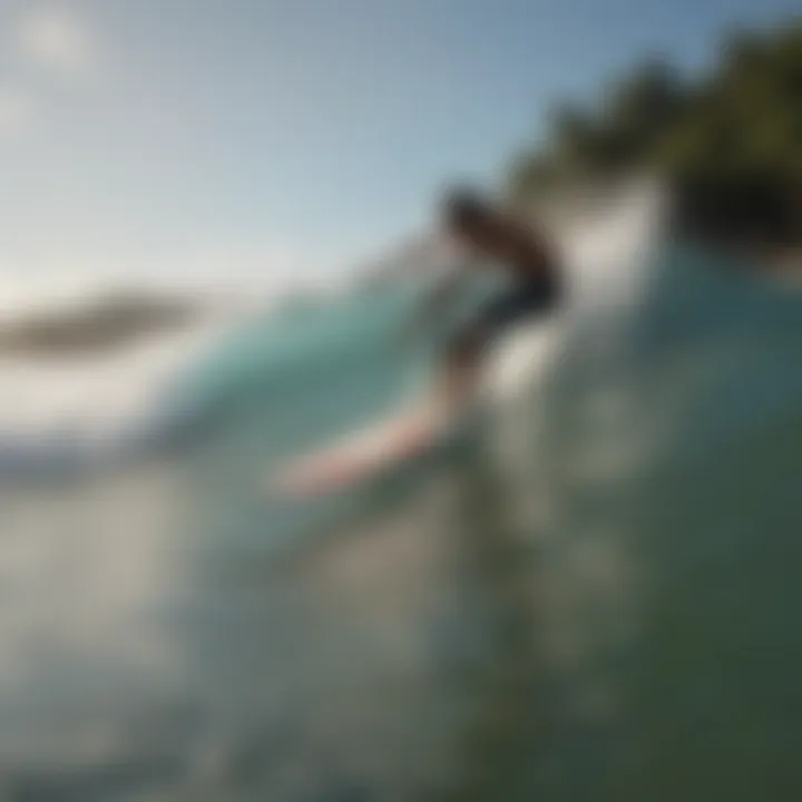 A surfer catching a wave at Playa Tamarindo