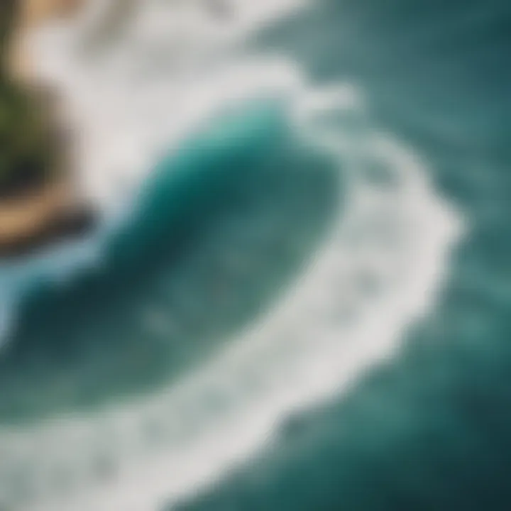 An aerial view of a surf competition in Hawaii