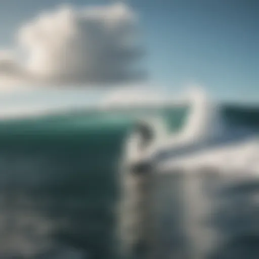 A surfer riding a wave at a stunning beach in the Azores