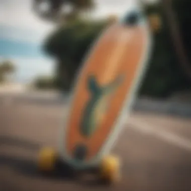 Showcasing the unique features of a fish tail longboard design