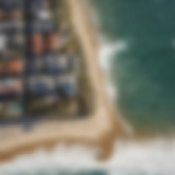 Aerial view of Newport beach and surf breaks