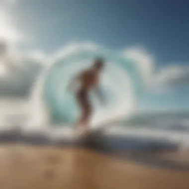 Wavestorm skimboard on the beach under a bright sky