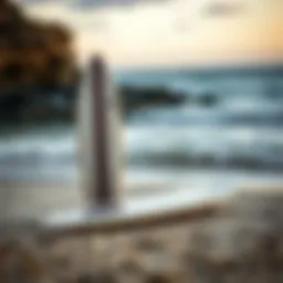 Overview of a Wavestorm surfboard on the beach