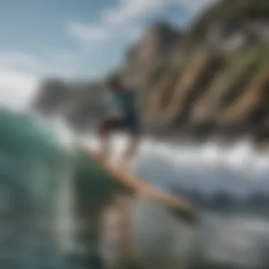 A surfer practicing techniques on a fun board