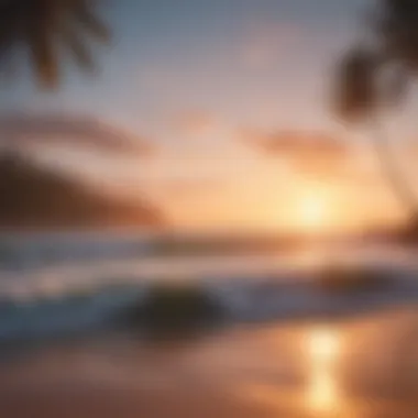 Tranquil beach scene during sunset