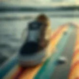 Vans sneakers on a surfboard