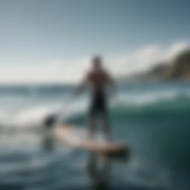 A paddler demonstrating techniques on calm waters