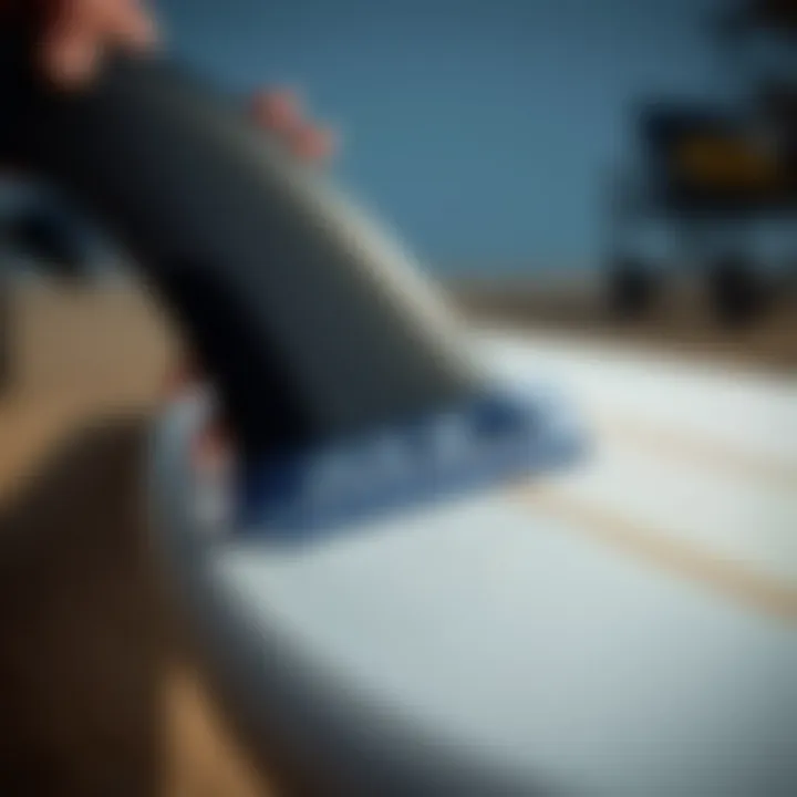 Close-up of FCS II fin installation