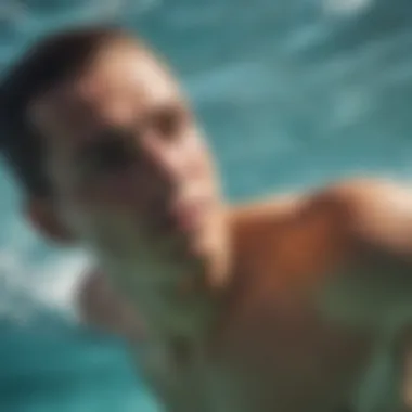 Swimmer Training with Fins Close-up of a swimmer using fins during a practice session