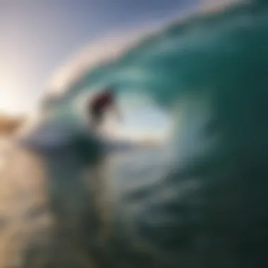 GoPro mounted on a surfboard capturing a wave